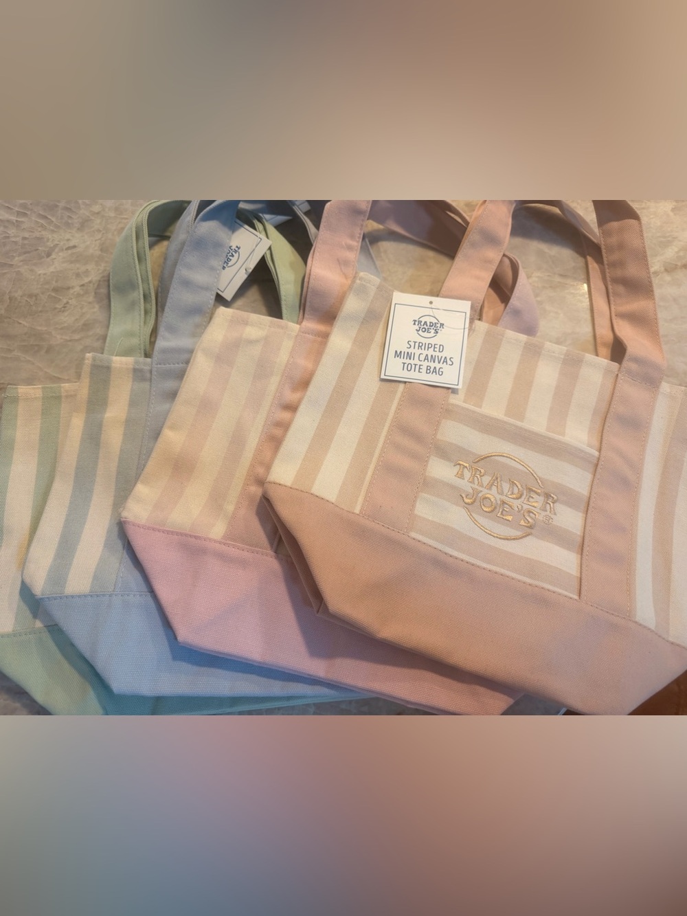 Trader Joe's Striped Mini Canvas Tote Bag

Selling as a set